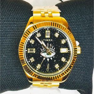 Jacqui Aiche Intuition Collection Timex Gold Tone with Black Face - Item 101458